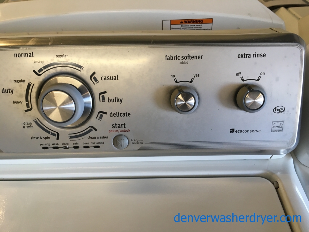 Maytag Centennial Top-Load Washer and Dryer Set, Heavy-Duty, Auto-Load Sensing, HE, Wrinkle Prevent Option, Quality Refurbished, 1-Year Warranty!
