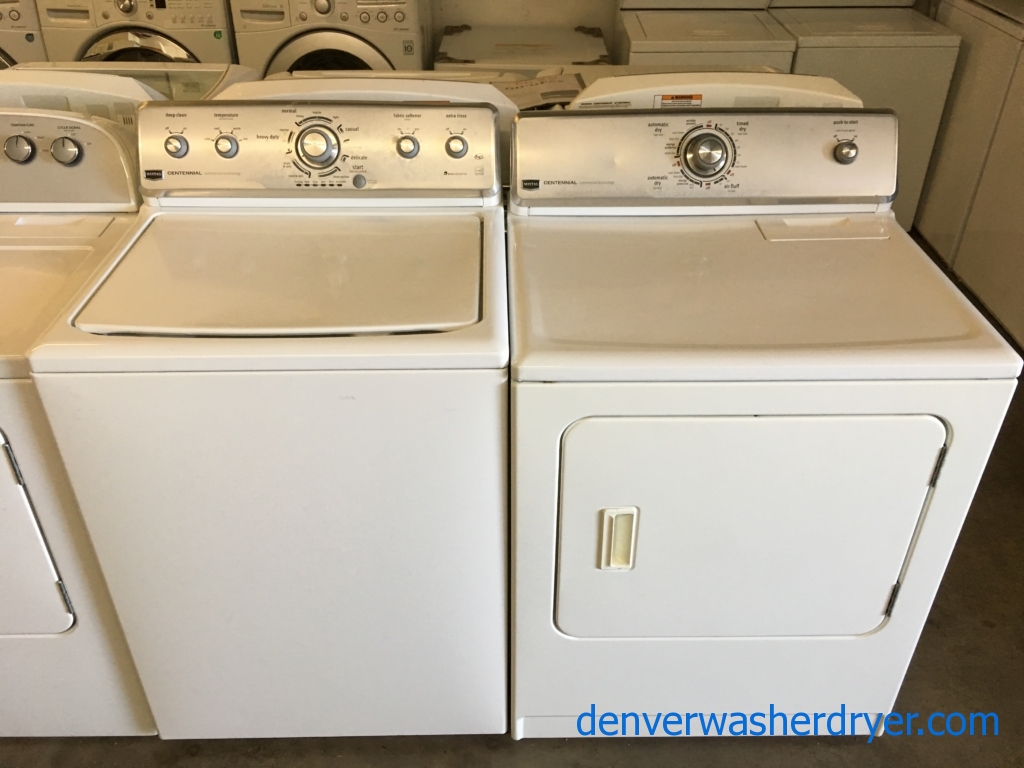 Maytag Centennial Top-Load Washer and Dryer Set, Heavy-Duty, Auto-Load Sensing, HE, Wrinkle Prevent Option, Quality Refurbished, 1-Year Warranty!