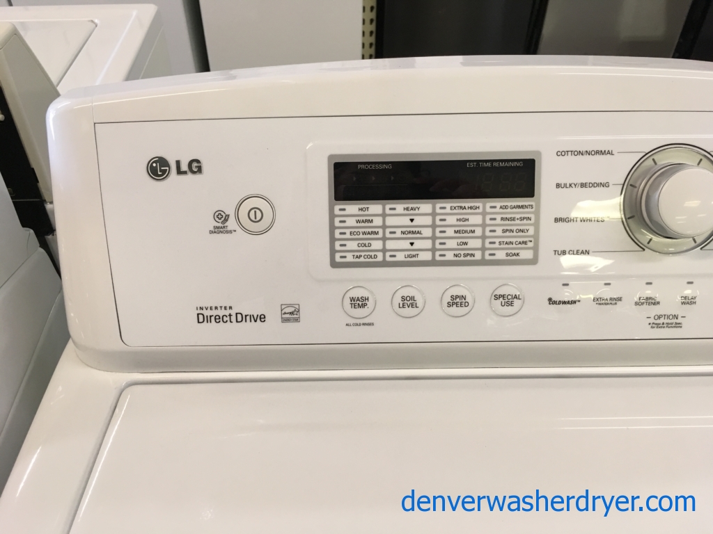 LG Top-Load Washer, 4.5 Cu.Ft. Capacity, 27″ Wide, Direct-Drive, Wash-Plate Style, Quality Refurbished, 1-Year Warranty!