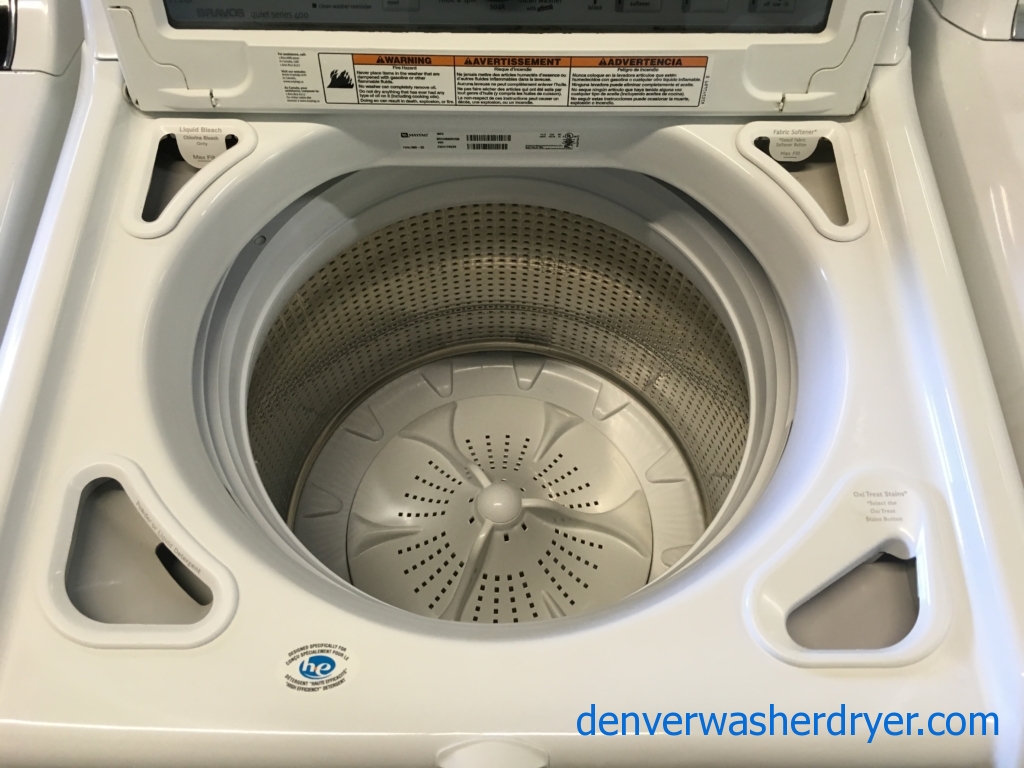 Great Maytag Bravos Washer and Dryer Set, Sanitary Cycle, Steam Feature, Wrinkle Prevent, HE, Wash-Plate Style, Quality Refurbished, 1-Year Warranty!