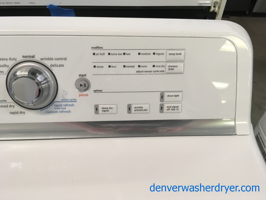 Great Maytag Bravos Washer and Dryer Set, Sanitary Cycle, Steam Feature, Wrinkle Prevent, HE, Wash-Plate Style, Quality Refurbished, 1-Year Warranty!