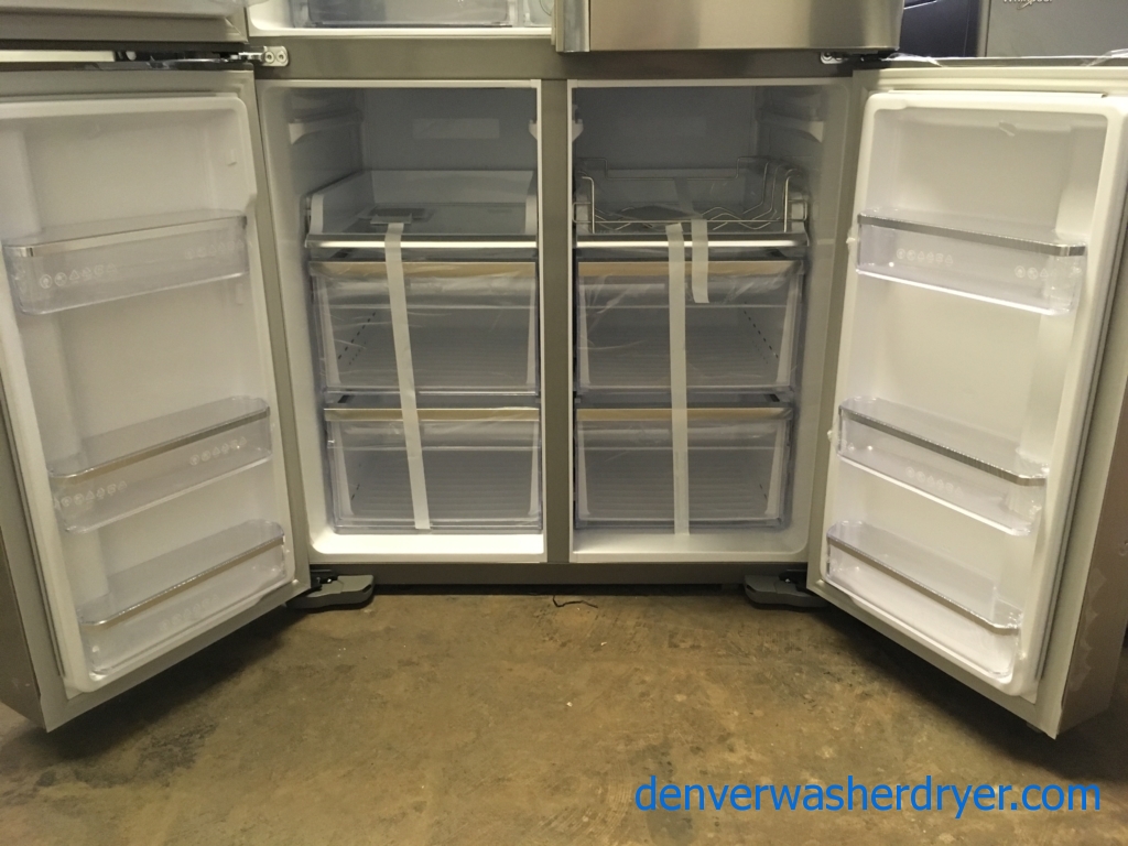 NEW Stainless Samsung Flex 4 Door French Refrigerator, Flex Zone, Food Showcase, 27.8 Cu.Ft. Capacity, 1-Year Warranty!