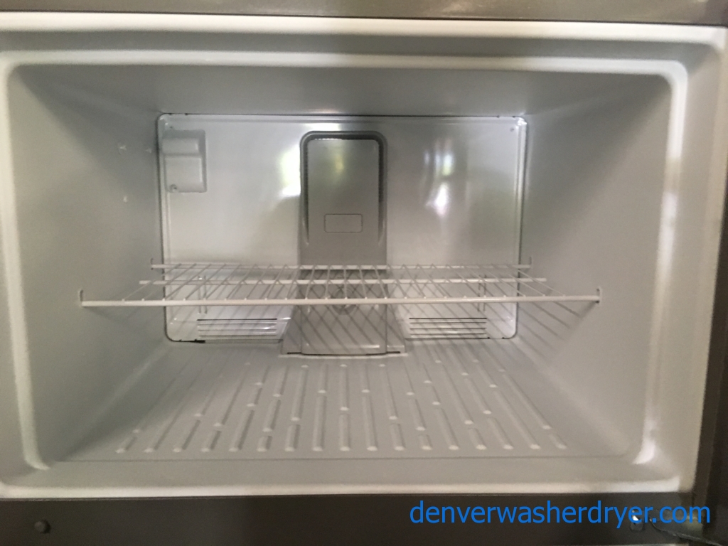 NEW!! Stainless Top-Mount Whirlpool Refrigerator, Clear Humidity Control Crispers, 20.5 Cu.Ft. Capacity, LED Lighting, 1-Year Warranty!