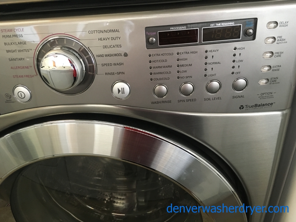 GRRREAT! Grey LG Front Load Set, Samsung French-Door Refrigerator, Bosch Dishwasher, Gas Range, Quality Refurbished 1-Year Warranty