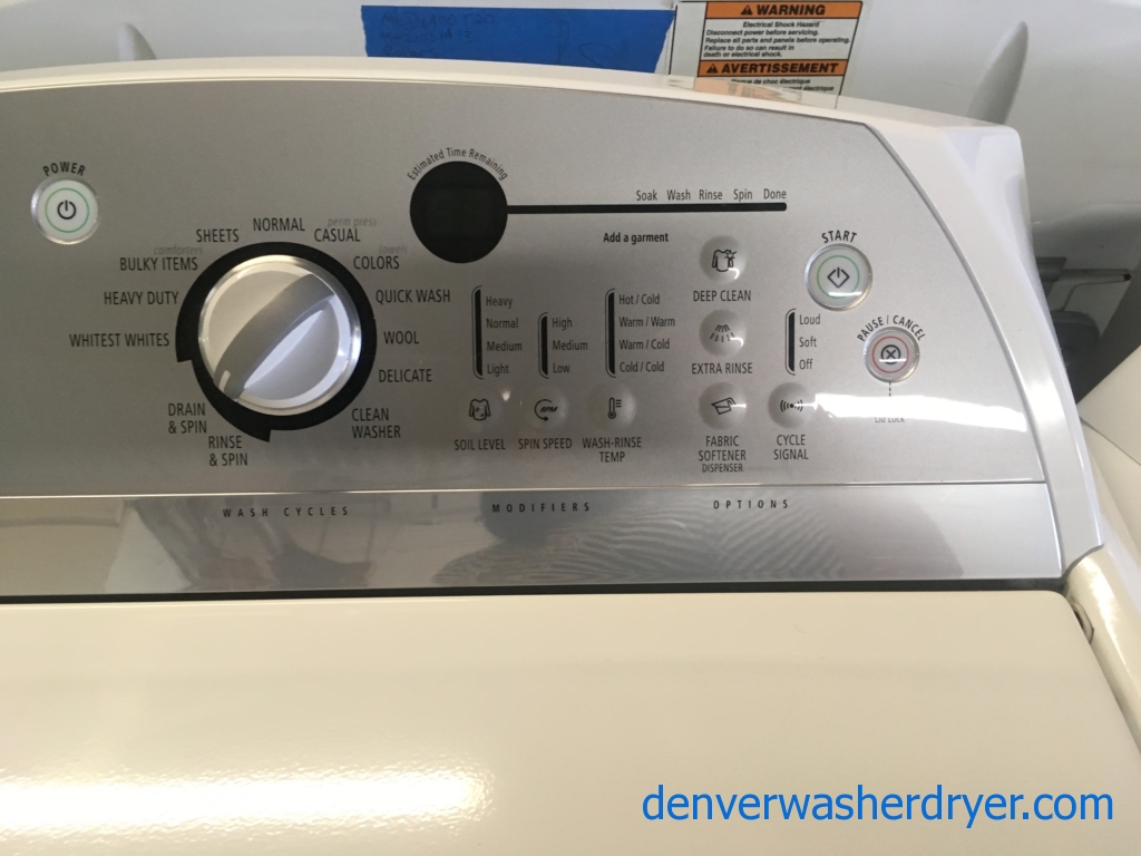 Whirpool Cabrio HE Washer and Dryer Set, Heavy-Duty, Wash-Plate Style, Wrinkle Shield Option, Deep Clean, Quality Refurbished, 1-Year Warranty!