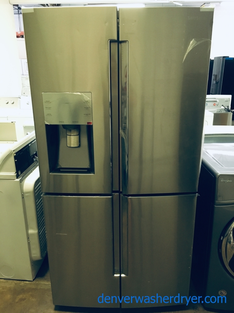 NEW Stainless Samsung Flex 4 Door French Refrigerator, Flex Zone, Food Showcase, 27.8 Cu.Ft. Capacity, 1-Year Warranty!