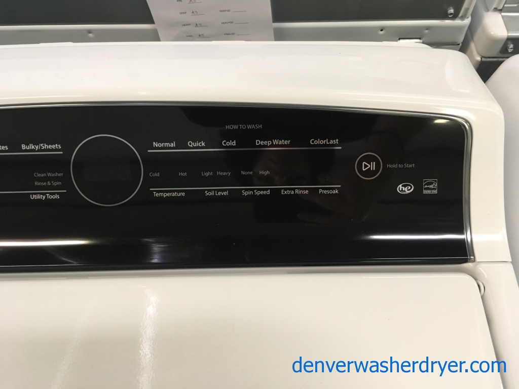 NEW!! Whirlpool Cabrio Washer and Dryer Set, HE, Wash-Plate Style, AccuDry, Intuitive Touch Controls, Factory Warranty!