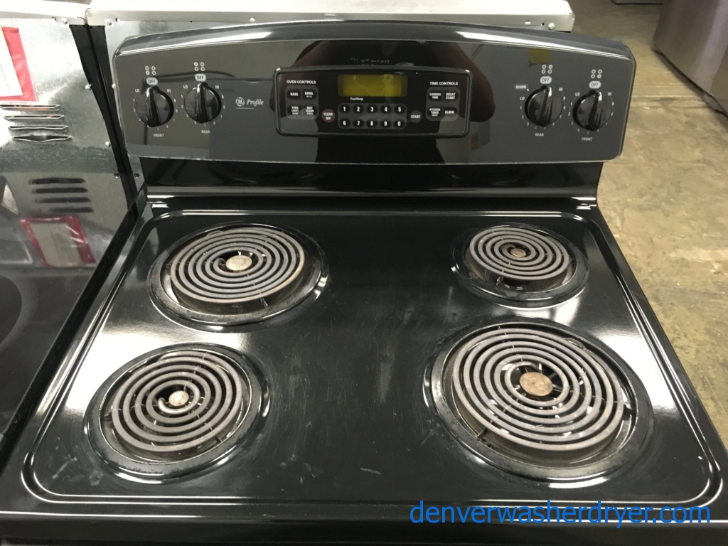 Nice GE Coil-Top Range in Black, Self Cleaning, Quality Refurbished 1-Year Warranty