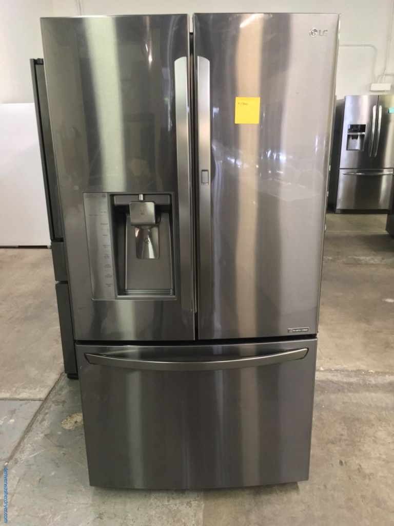 Life’s Good LG French Door Black Stainless Fridge, LG Top Load Washer And Dryer Set with 1-Year Warranty