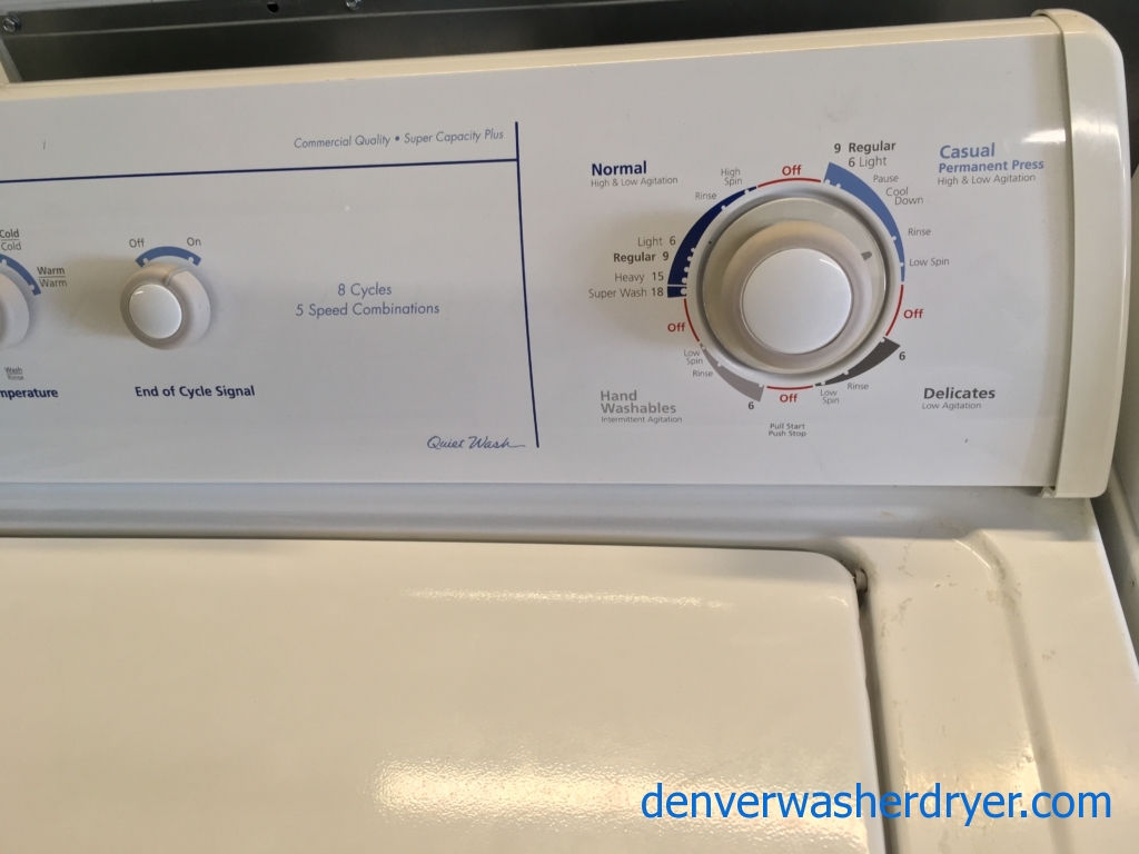 Whirlpool’s “Quiet Wash” Technology W/D Set Quality Refurbished 1-Year Warranty