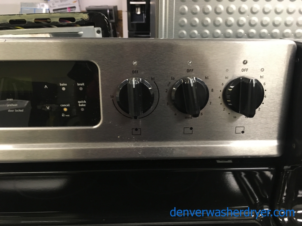 Beautiful Free-Standing Frigidaire Stainless Glass-Top Range, 5 Burners, Warm Zone, Self-Cleaning, Quality Refurbished, 1-Year Warranty!