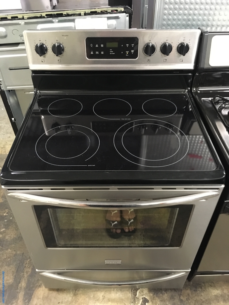 Beautiful Free-Standing Frigidaire Stainless Glass-Top Range, 5 Burners, Warm Zone, Self-Cleaning, Quality Refurbished, 1-Year Warranty!