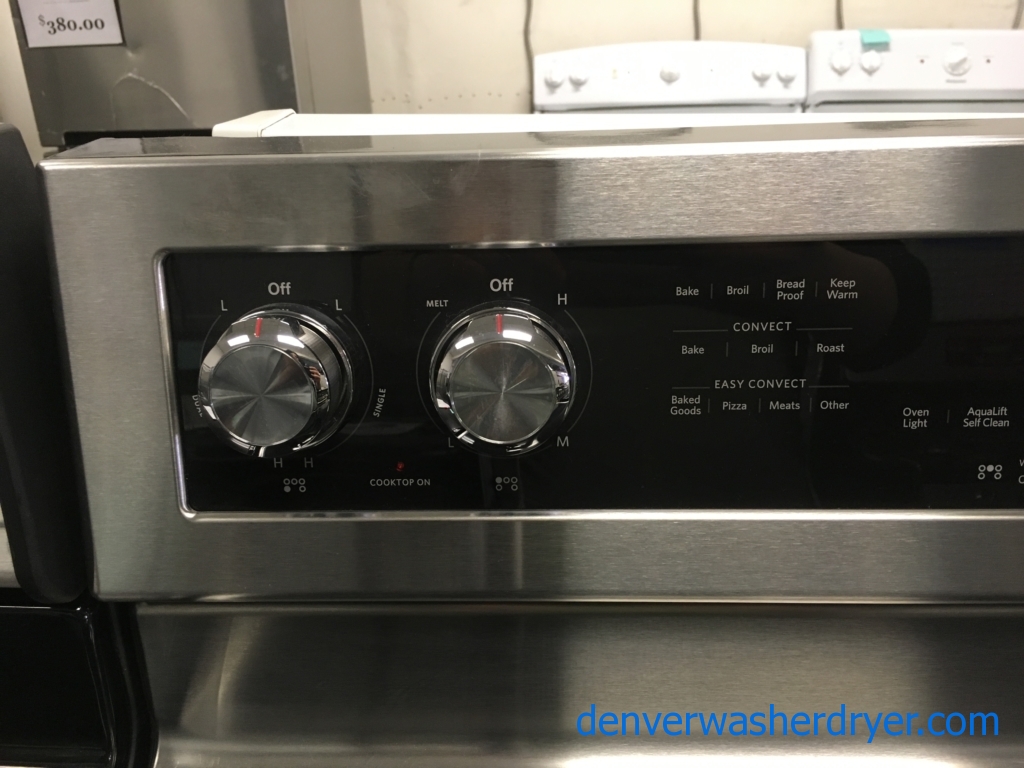NEW! Scratch/Dent Stainless KitchenAid Range, Glass-Top, 5 Burners, Warm Zone, Convection Oven, Self-Cleaning, 1-Year Warranty!