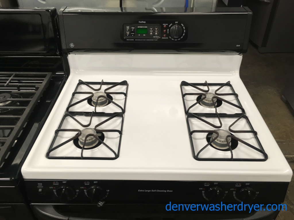 G.E Gas Range in Black and White, Quality Refurbished 1-Year Warranty