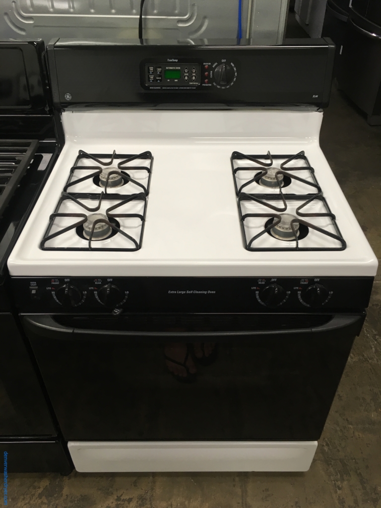 G.E Gas Range in Black and White, Quality Refurbished 1-Year Warranty