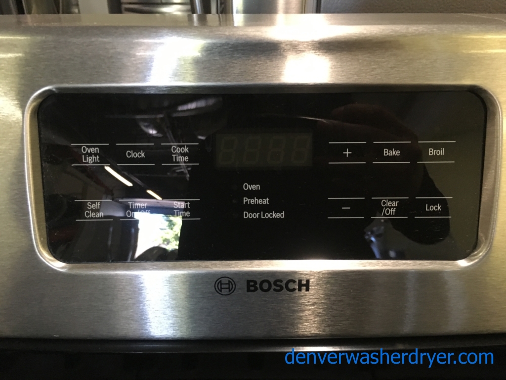 Bosch GAS Stainless Range, Free-Standing, 5 Burners, 5.0 Cu.Ft. Capacity, Self Cleaning, Quality Refurbished, 1-Year Warranty!