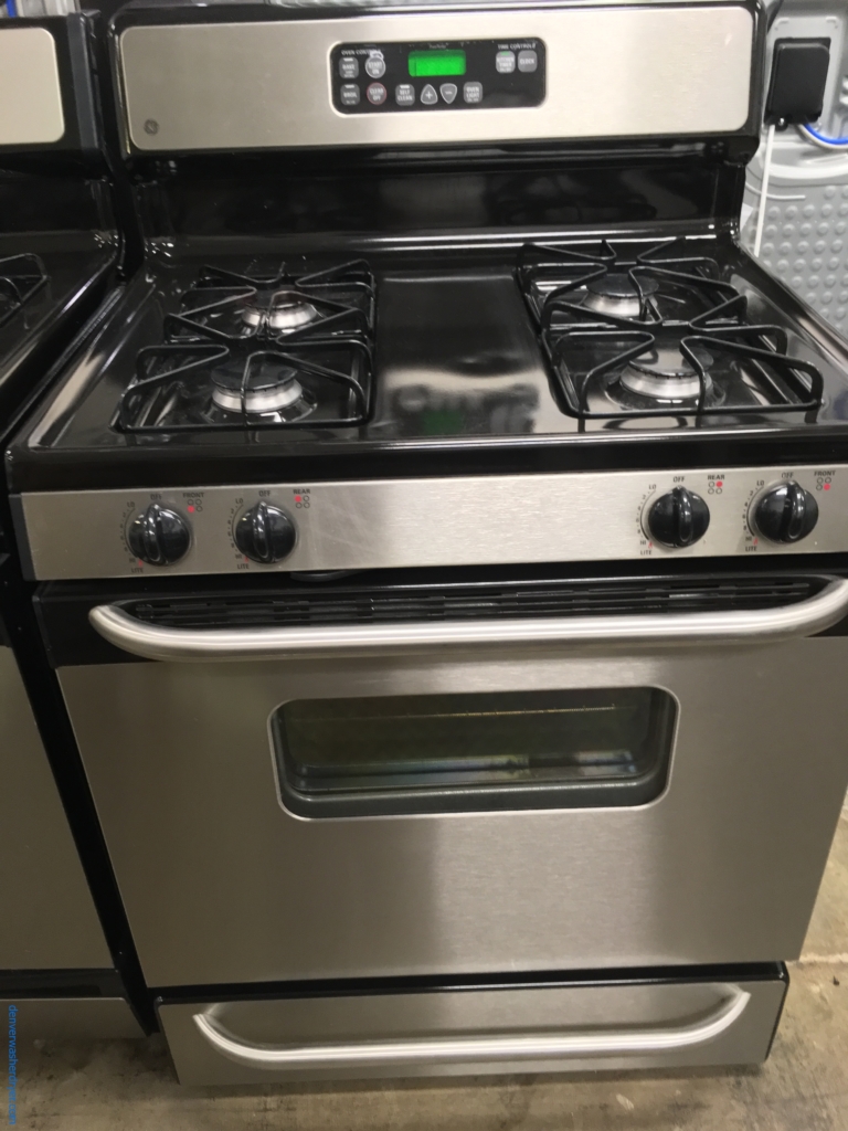 GE GAS Range in Black with Stainless Steel, Quality Refurbished 1-Year Warranty