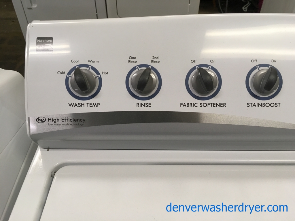 Kenmore Top-Load Washer, Wash-Plate Style, HE, Auto-Load Sensing, Heavy-Duty, Fabric Softener, StainBoost and Extra-Rinse Options, Quality Refurbished, 1-Year Warranty!