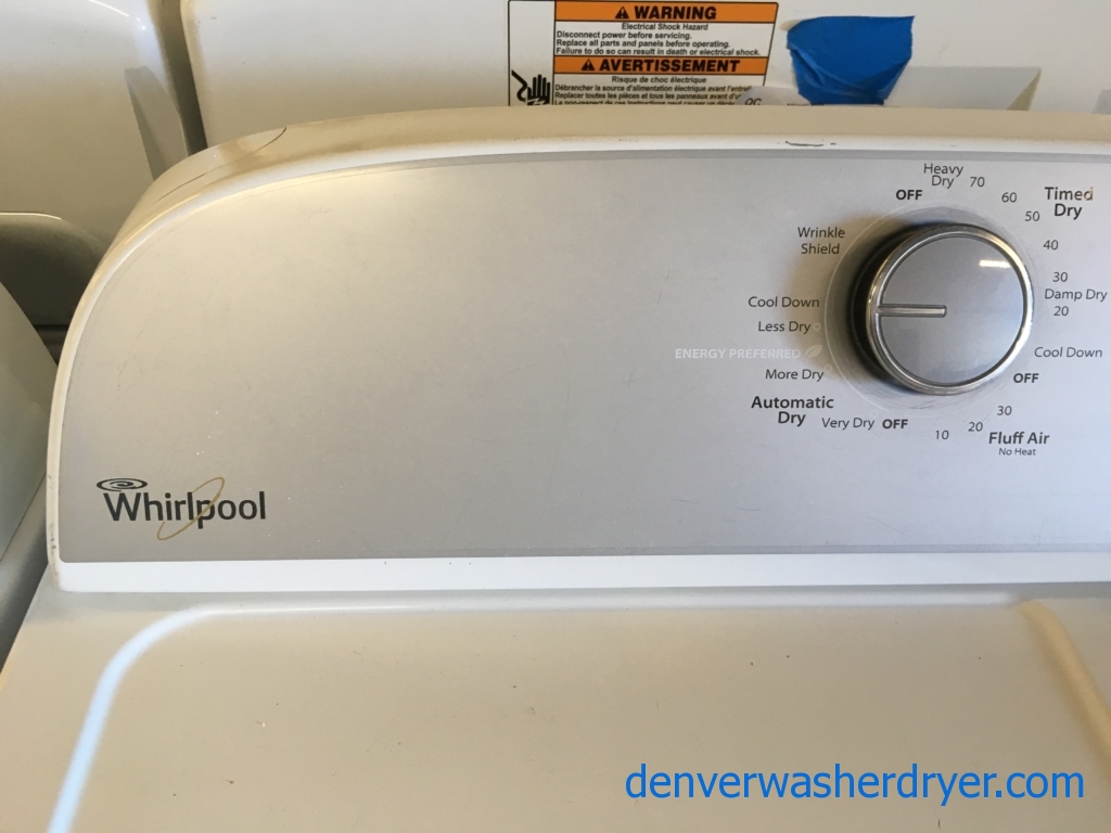 Whirlpool Electric Washer and Dryer Set, Agitator, Automatic Dry, Wrinkle Shield, Clean Washer Option, Quality Refurbished, 1-Year Warranty!