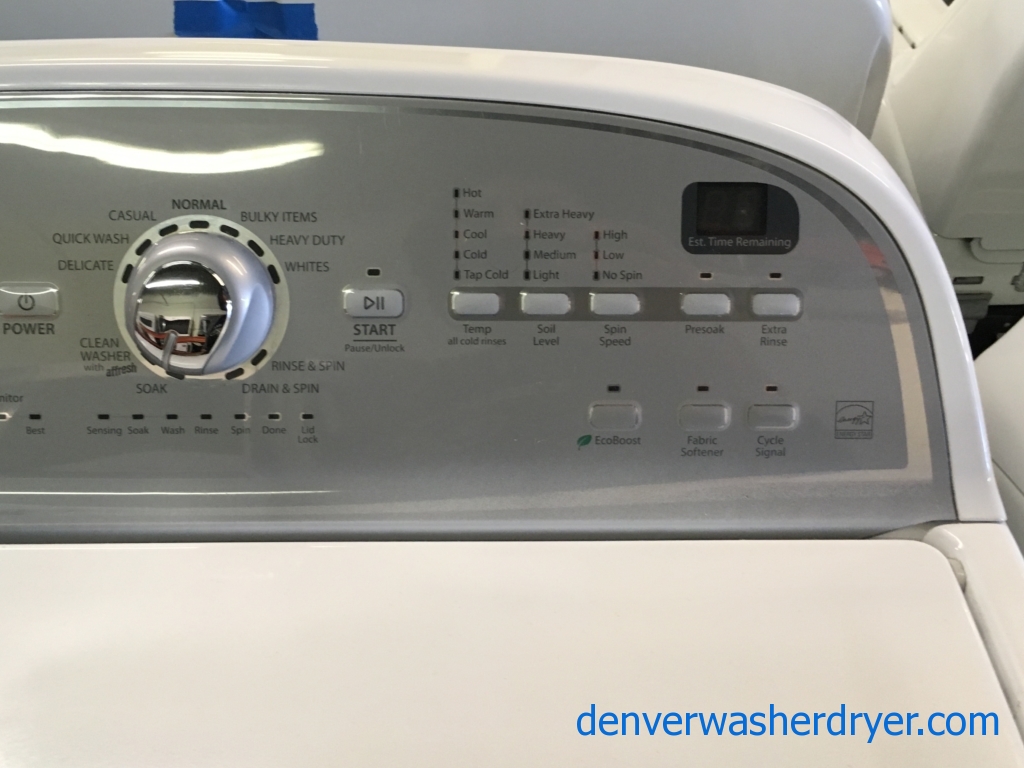 Whirlpool Cabrio HE Washer and Dryer Set, Energy-Star Rated, Wash-Plate Style, Wrinkle Shield, Auto-Load Sensing, PreSoak and Extra-Rinse Options, Quality Refurbished, 1-Year Warranty!
