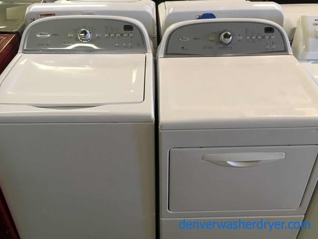 Whirlpool Cabrio HE Washer and Dryer Set, Energy-Star Rated, Wash-Plate Style, Wrinkle Shield, Auto-Load Sensing, PreSoak and Extra-Rinse Options, Quality Refurbished, 1-Year Warranty!