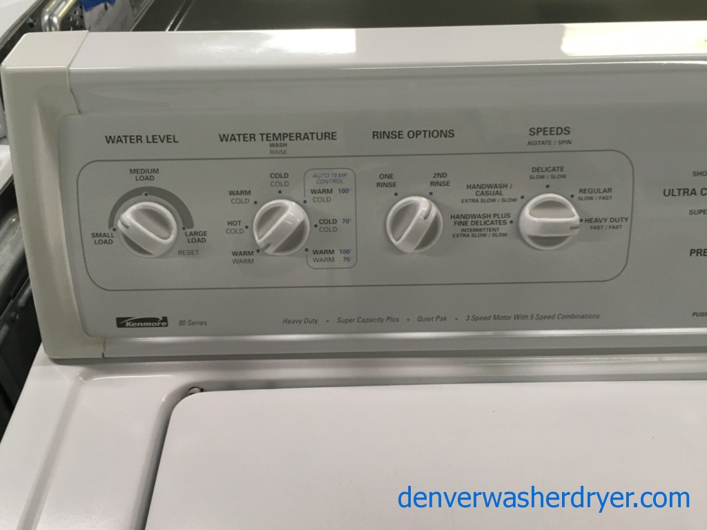 Kenmore Direct-Drive Washer and Dryer Set, Agitator, Extra-Rinse Option, Auto-Dry, Heavy-Duty, Wrinkle Guard Option, Quality Refurbished, 1-Year Warranty!