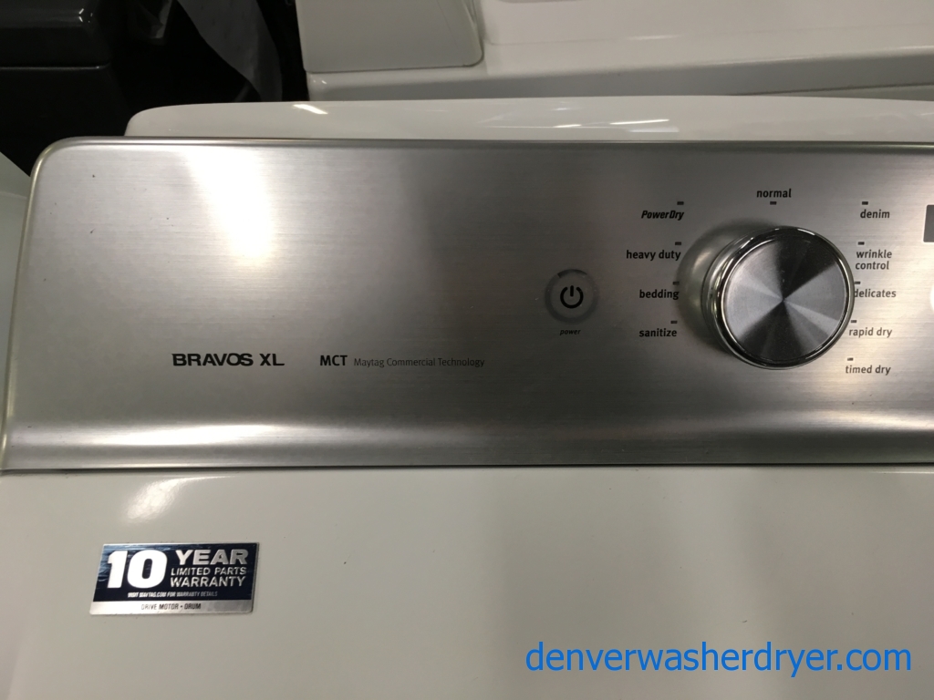 NEW!! Scratch/Dent Maytag Bravos XL Top-Load Washer and Dryer Set, HE, Sanitize and Wrinkle Control Options, Agitator, Auto-Load Sensing, 1-Year Warranty!