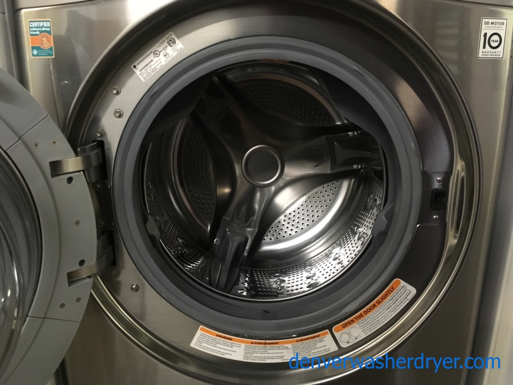 Great Looking LG Front Load W/D Set in Dark Grey, GAS, Quality Refurbished 1-Year Warranty