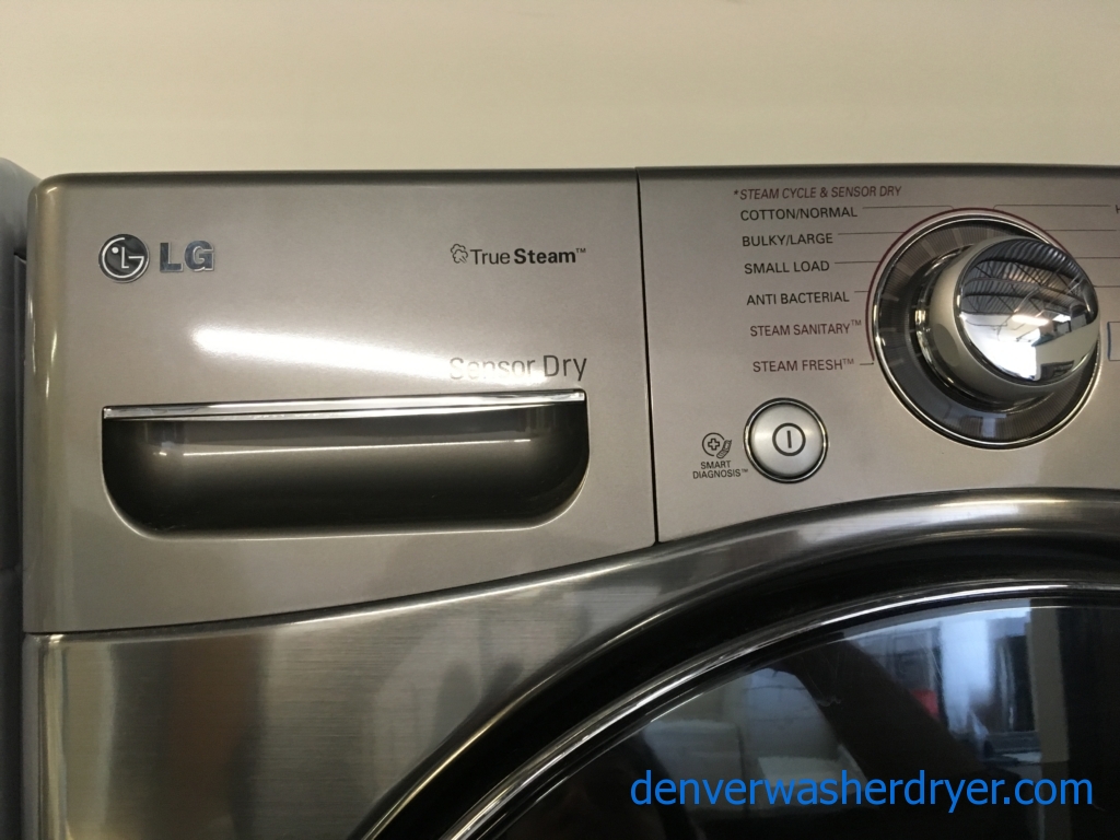 Great Looking LG Front Load W/D Set in Dark Grey, GAS, Quality Refurbished 1-Year Warranty