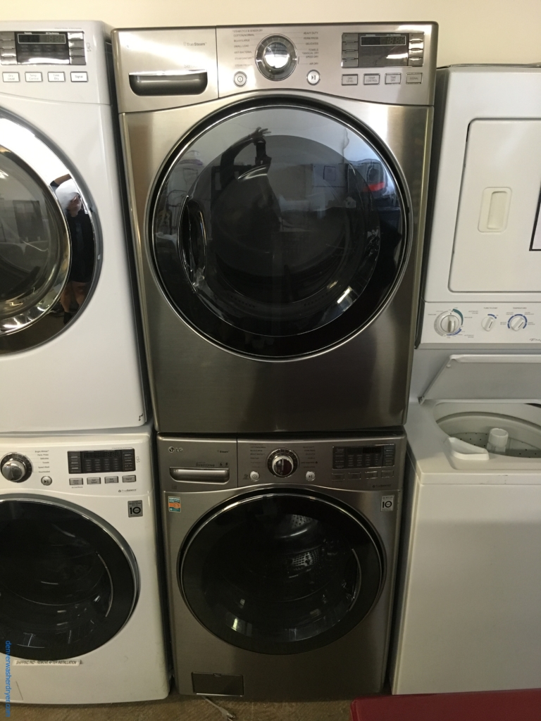 Great Looking LG Front Load W/D Set in Dark Grey, GAS, Quality Refurbished 1-Year Warranty