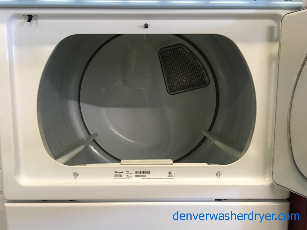 Whirlpool Unitized 27″ Wide Washer and Dryer, Electric, Automatic Dry, Fabric Softener Option, Agitator, Quality Refurbished, 1-Year Warranty!