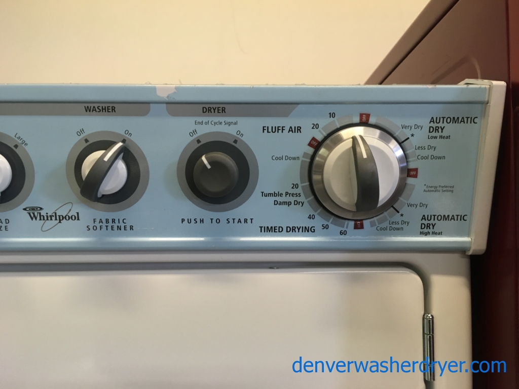 Whirlpool Unitized 27″ Wide Washer and Dryer, Electric, Automatic Dry, Fabric Softener Option, Agitator, Quality Refurbished, 1-Year Warranty!