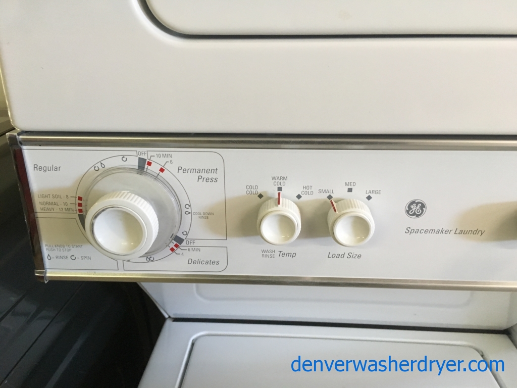 GE 24″ Unitized Washer and Dryer, Agitator, Electric, Heavy-Duty, Automatic Dry, Quality Refurbished, 1-Year Warranty!