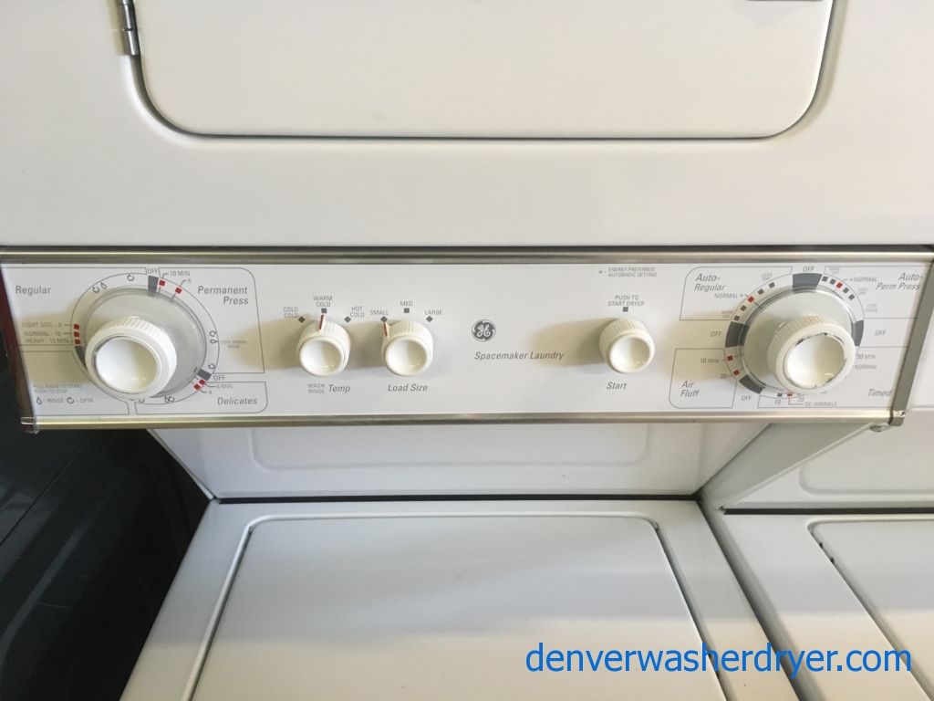 GE 24″ Unitized Washer and Dryer, Agitator, Electric, Heavy-Duty, Automatic Dry, Quality Refurbished, 1-Year Warranty!