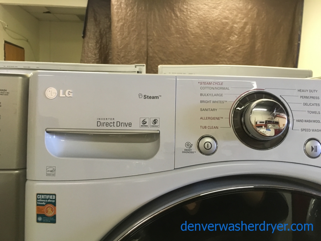 Beautiful LG White Front-Load Washer, HE, Steam, Sanitary and Allergiene Cycles, 4.0 Cu.Ft. Capacity, Quality Refurbished, 1-Year Warranty!