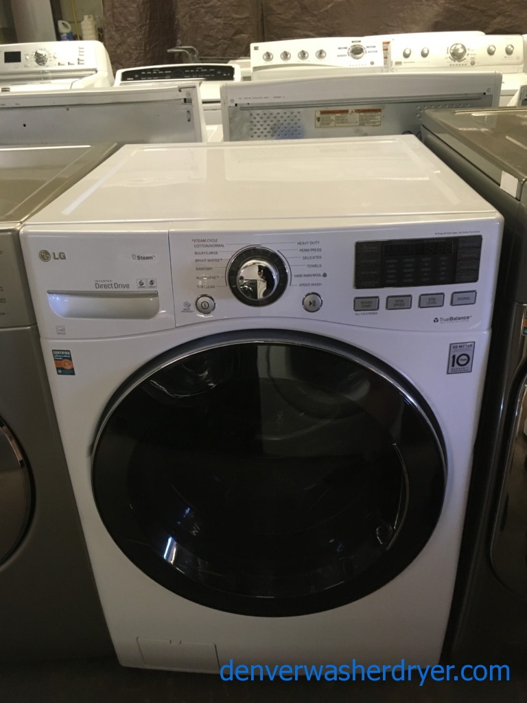 Beautiful LG White Front-Load Washer, HE, Steam, Sanitary and Allergiene Cycles, 4.0 Cu.Ft. Capacity, Quality Refurbished, 1-Year Warranty!