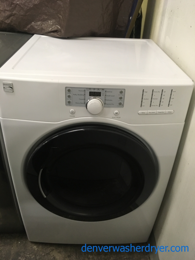 Kenmore White Front-Load Dryer, Electric, Heavy-Duty and Sanitize Cycles, Wrinkle Guard and Touch Up Options, Quality Refurbished, 1-Year Warranty!