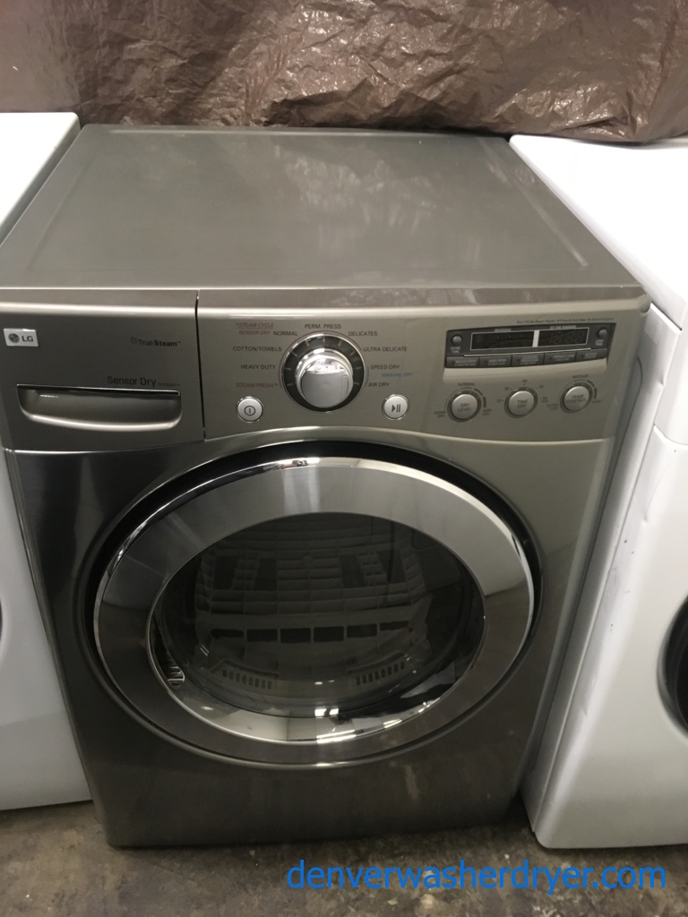 LG Front-Load Electric Dryer, Grey, Steam, Sensor Dry, Wrinkle Care and Easy Iron Options, 7.3 Cu.Ft. Capacity, Quality Refurbished, 1-Year Warranty!